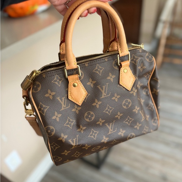 Louis Vuitton Tan and Brown Monogram Satchel - Speedy 25